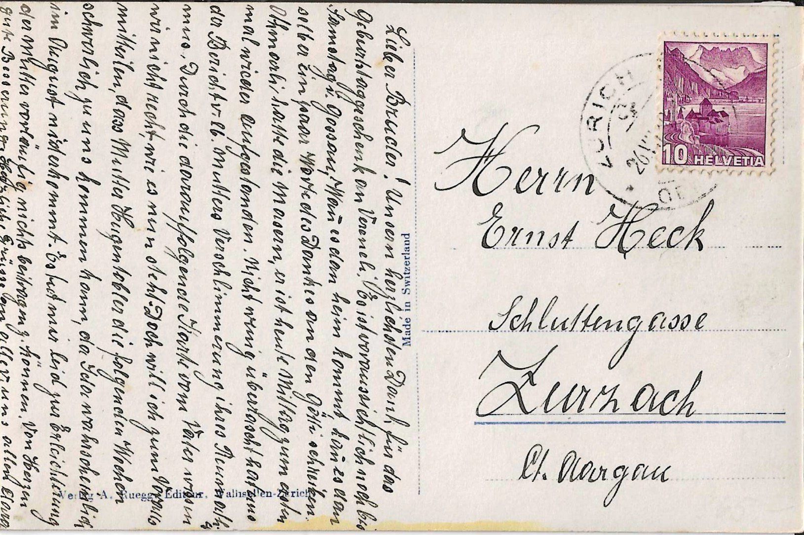 Cartoline postali: Karte Oerlikon (Prot. Kirche u. Schulhäuser – Usato da Zürich venduto da Philacat11 1