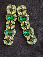 Vintage schicke grüne Strass Ohrclips