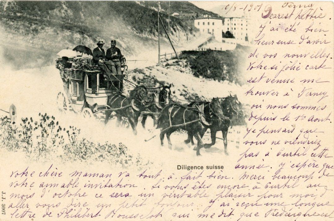 Cartoline postali: Vaud   VD  -    POSTE  Diligence Suisse       en 1 9 0 1 – Usato da Brig venduto da Valcards54