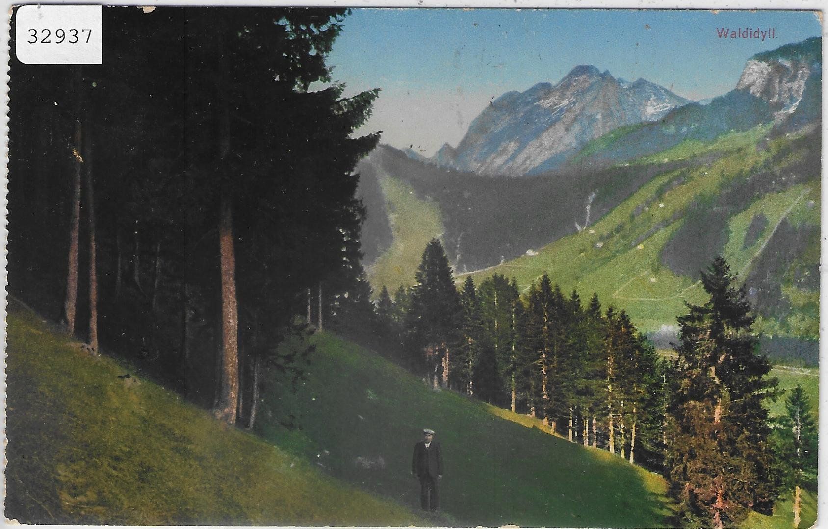Cartoline postali: Waldidyll - animee - Litho - Stempel: Bächle-Hemberg – Usato da Ettingen venduto da Kartenplanet