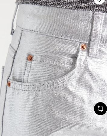 Topshop Petite Neu Jeansrock – silberfarben