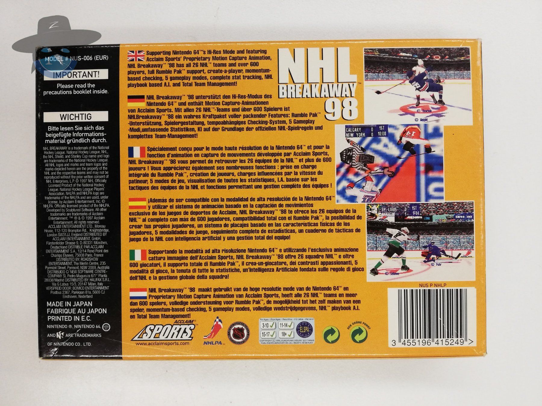Nintendo Giochi: NHL Breakaway 98 / Nintendo 64 - N64 – Usato da St. Gallen venduto da zorro_dc 1