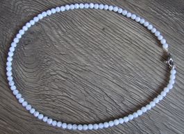 NEU: Chalcedon Kette Collier Edelstein Kette mit Edelstahl