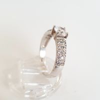 925er Silber Ring mit Zirkonia Steinen, Gr.19,2 mm