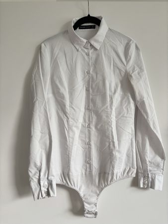 HALLHUBER white long-sleeve button-up shirt bodysuit