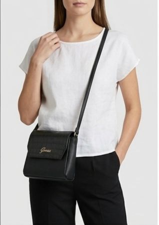 Guess Handtasche Schwarz Kroko-Optik