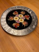 Vintage Zinn Teller mit Blumenmuster, Durchmesser 41cm