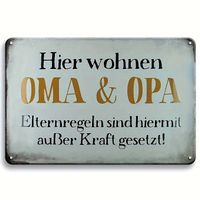 🏡 Metallschild–OMA & OPA regieren hier!🚫Elternregeln! 💫