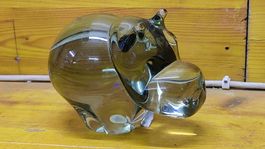 Massiver Glas Hippo, Deko (L10)