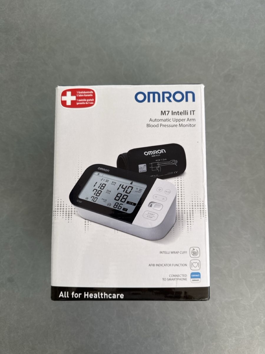 Omron Attrezzature mediche: OMRON Blutdruckmessgerät Oberarm M7 Intelli IT – Nuovo e nell'imballaggio originale da Rotkreuz venduto da ah99