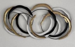 Wanddekoration Ringe schwarz gold weiss neu