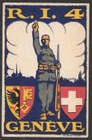 Militärkarte Genève R.I.4 mit do. Militärmarke
