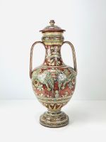 Majolika Amphore Vase BIAGOLI mit Deckel, Gubbio