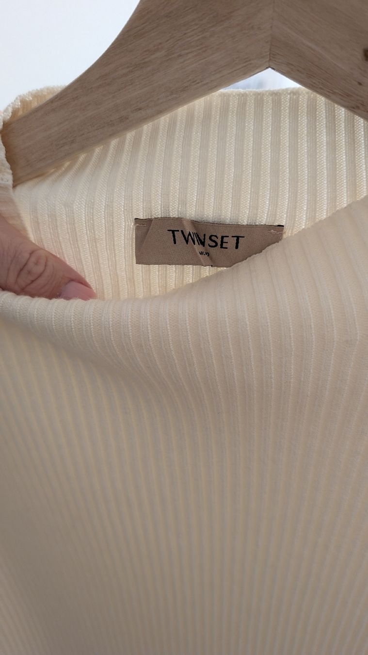 Twinset Pullover & Sweatshirts: Pull TWINSET blanc cassé avec détails en tulle – Neu (gemäss Beschreibung) aus La Conversion von deborah22 3