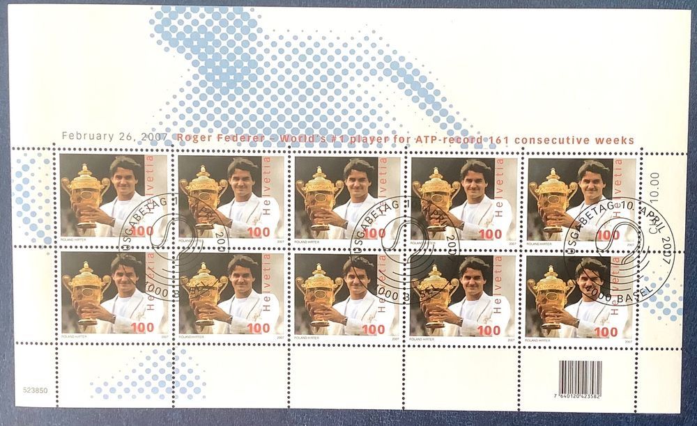 Tutti i francobolli: 2007 / Roger Federer Kleinbogen ET – Nuovo (secondo la descrizione) da Liestal venduto da Skunk02