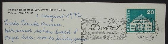 Ansichtskarten: DAVOS-PLATZ Pension Heiligkreuz – Gebraucht aus Jona von philajona 1