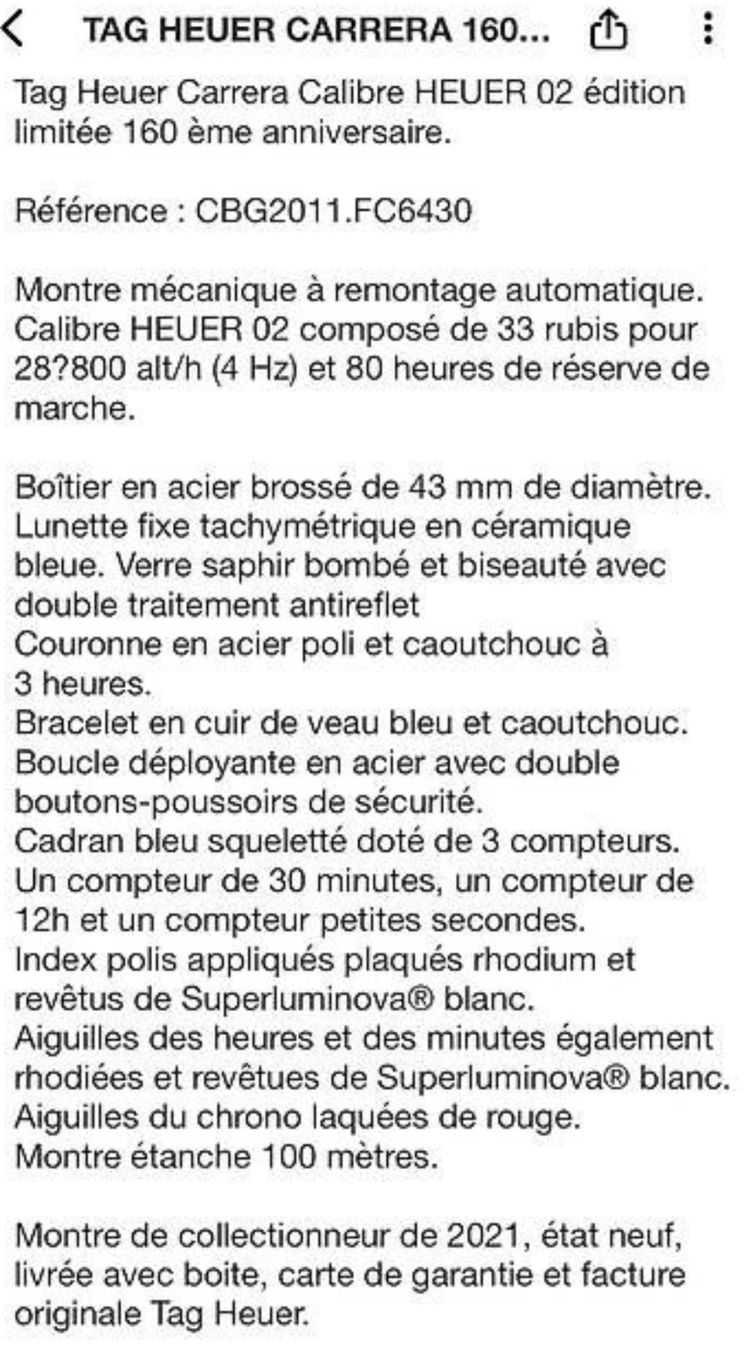 Tag Heuer Orologi: Tag Heuer Carrera Calibre 02 – Nuovo (secondo la descrizione) da duillier venduto da mitch46 1