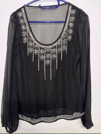 Schwarze Paillettenbluse, Gr. 36 Festlich!