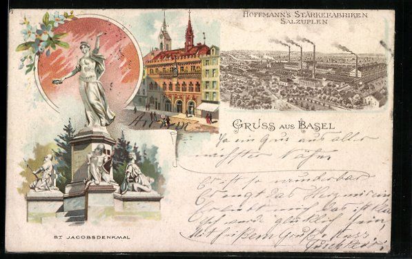 Cartoline postali: Litho Basel, Hoffmann's Stärkefabriken, – Usato da Berlin venduto da bartko-reher