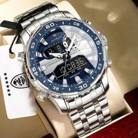 Herrenuhr Armbanduhr Analog Digital Chronograph Edelstahl
