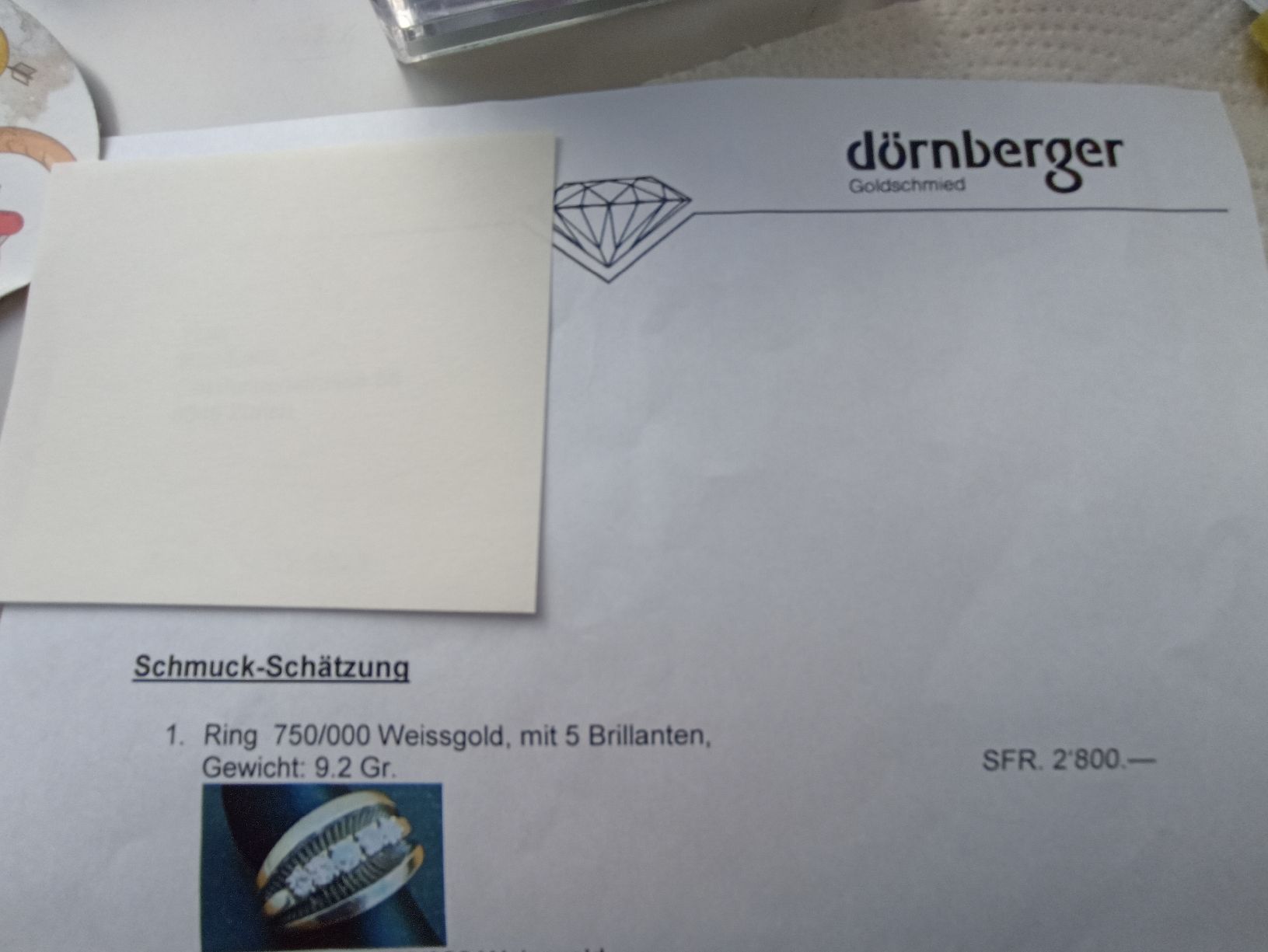 Ringe: weiss Gold 18k Ring mit 5 Diamanten. – Neu (gemäss Beschreibung) aus Zürich von Menyar1982 5