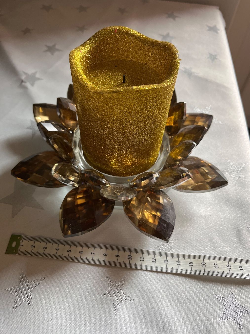Kerzenständer: Kerzenständer Kristall mit LED Kerze Gold – Gebraucht aus Zürich von becca0041
