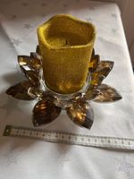 Kerzenständer Kristall mit LED Kerze Gold