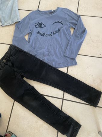 Shirt Manor neu blau und C&A Jeans schwarz Gr.134