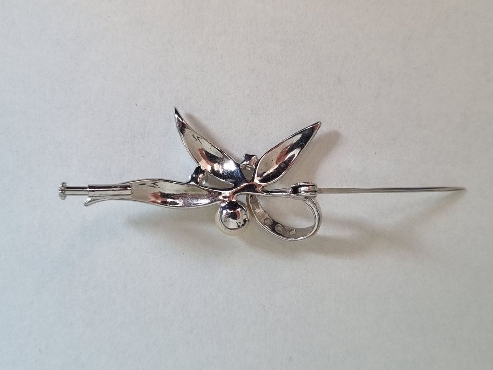 Broches & Aiguilles: Wunderschöne Brosche 925er Silber mit Perle + 2 Steinchen – D'occasion à Subingen par Riccardina 3