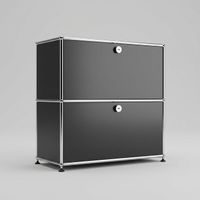 USM Haller 1x2 Graphitschwarz, 2 Ausziehtüren, 2 Tablare