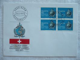 1973 FDC 50 Jahre Interpol 4er-Block SBK 522