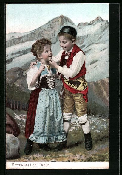 Cartoline postali: Kinder in Appenzeller Tracht auf einer B – Usato da Berlin venduto da bartko-reher