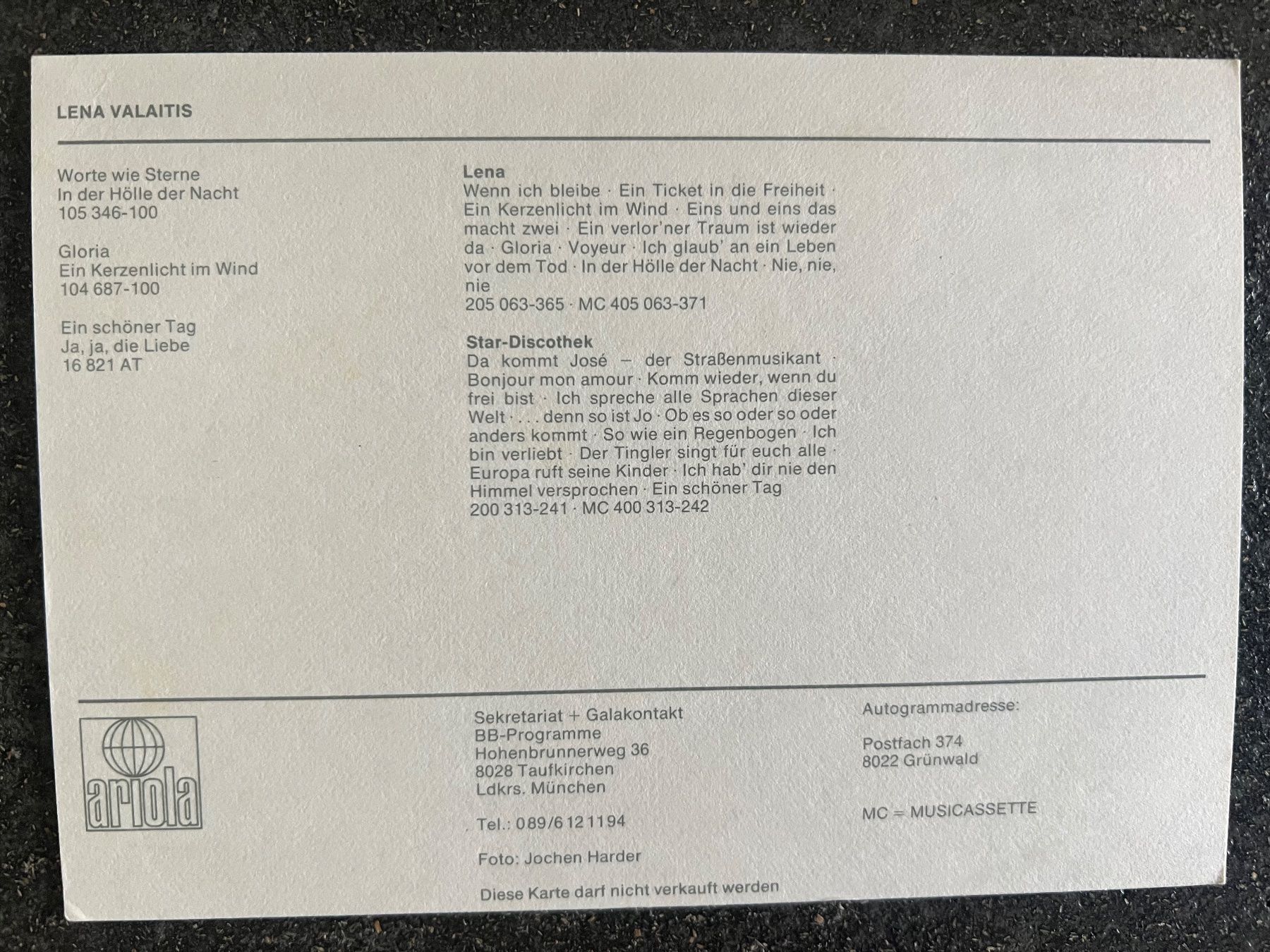 Autogramme: LENA VALAITIS original handsigniert Autogramm – Gebraucht aus Guntershausen von sign4me 1