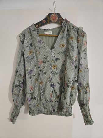 Love&Roses Bluse, Blassgrün, Blumenmuster, Gösse 42/44