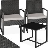 Rattan Sitzgruppe 2 Sessel mit Tisch Balkonmöbel OMEGA