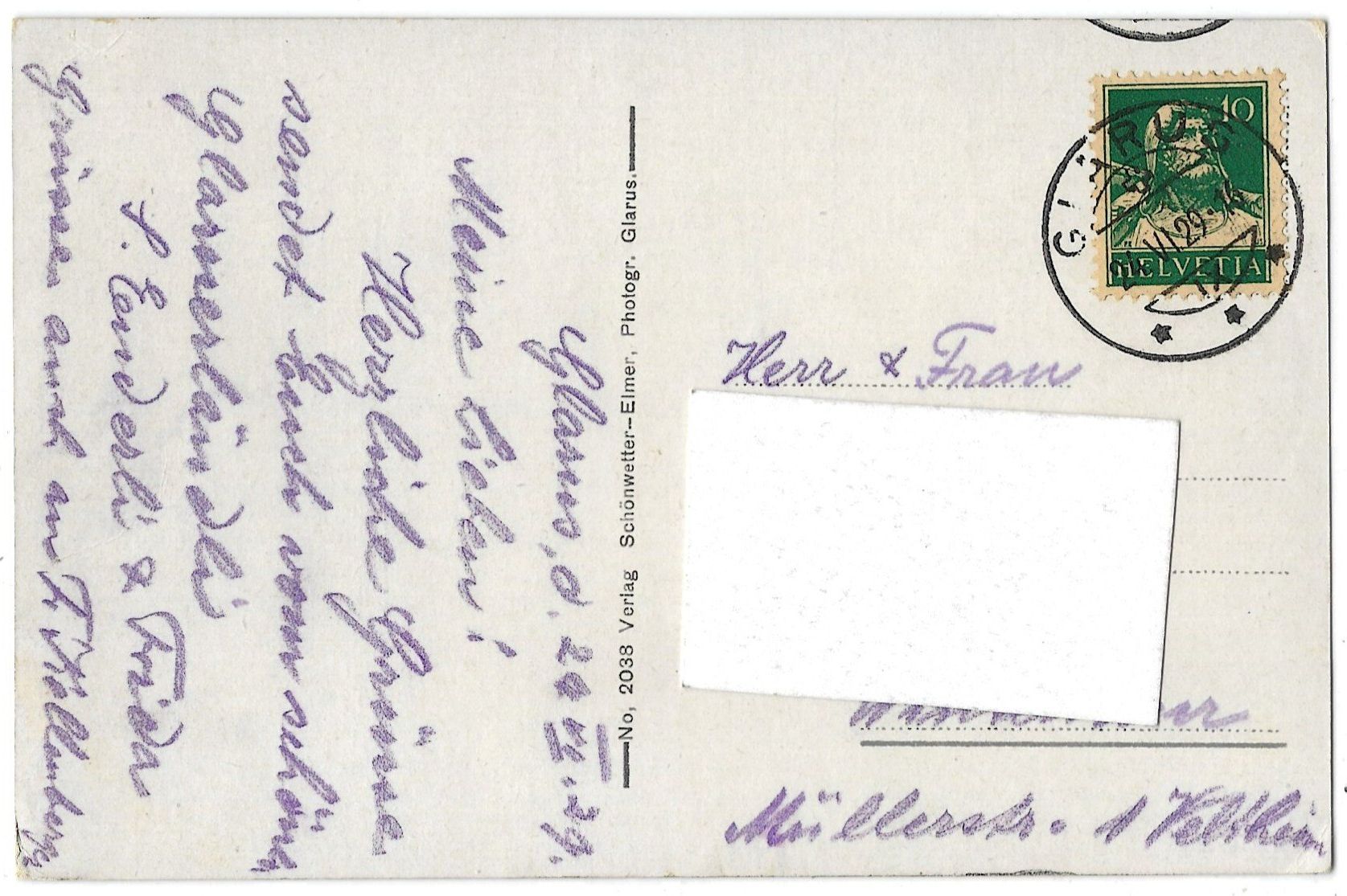 Cartoline postali: Glarus.  Regierungsgebäude  mit  Glärnisch – Usato da Bütschwil venduto da Jackson1A 1