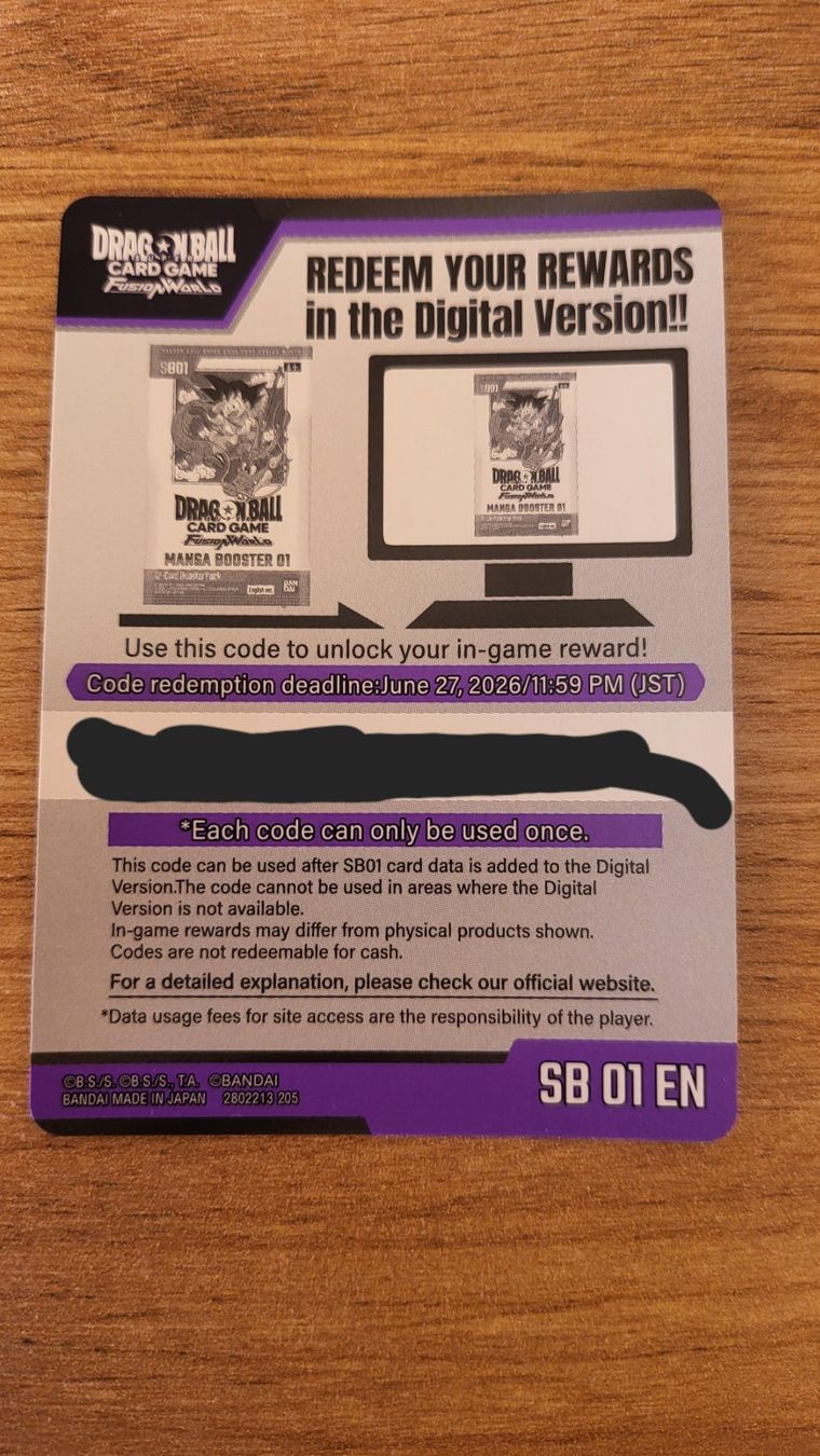 Bandai Carte collezionabili: Dragon ball fusion world virtual game booster code (134)SB01 – Usato da Lausanne venduto da Oliverk.01