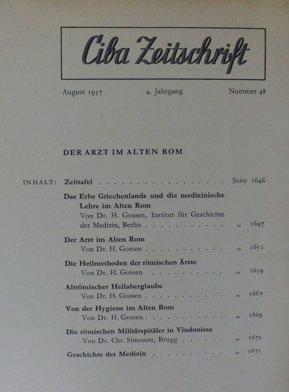 Riviste & Magazine: Ciba Zeitschrift von 1937 – Usato da Basel venduto da Falconis 1