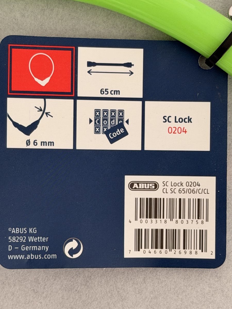 Abus Lucchetti: Neues Abus Kabelschloss SC Lock 65cm grün mit Code – Nuovo e nell'imballaggio originale da Schaffhausen venduto da Resell_SH 2