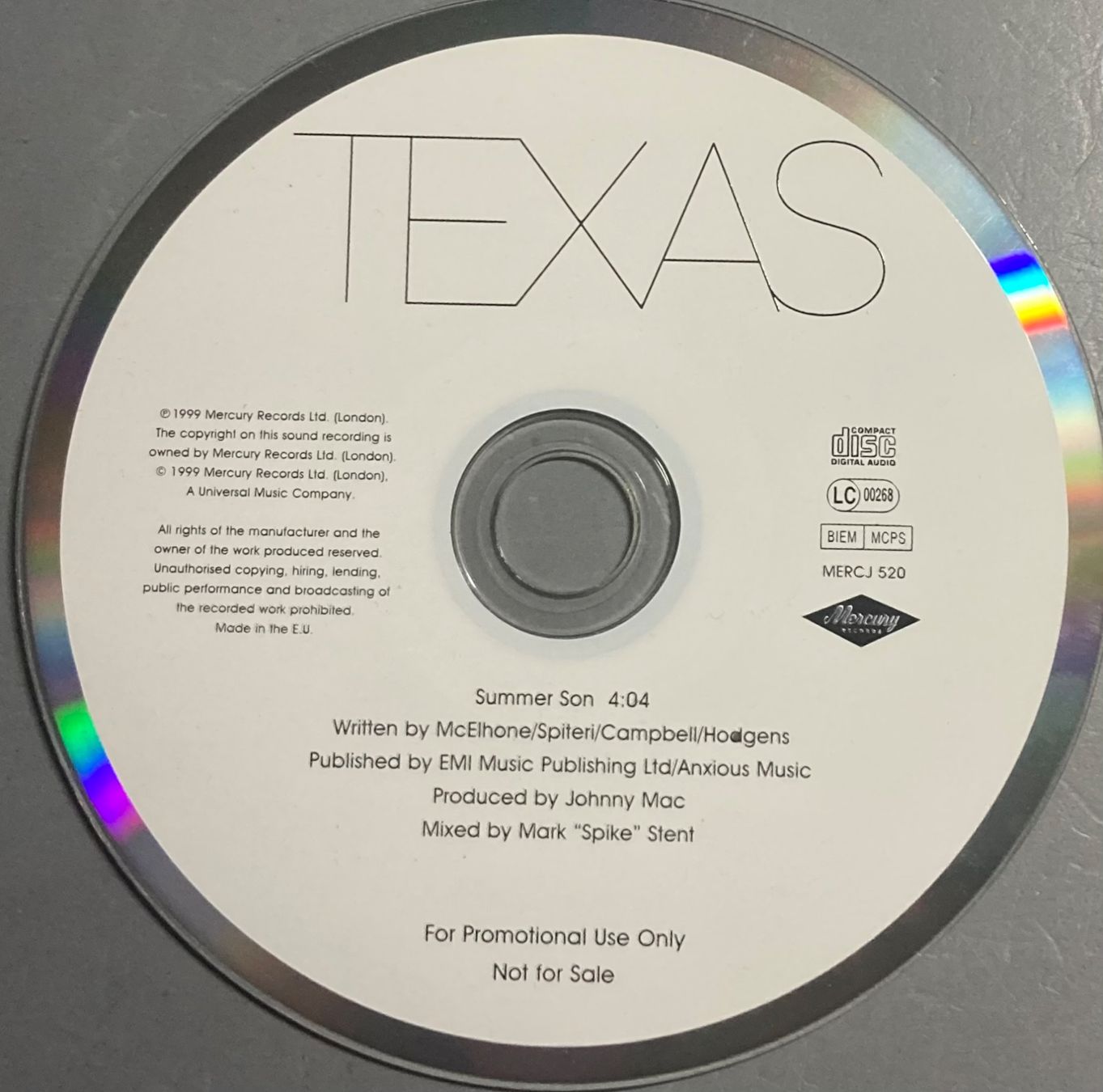 CD: TEXAS - SUMMER SON – Usato da Poliez-Pittet venduto da Newtown-Records 1