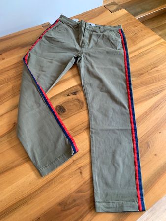 Current/Elliott Designer Hose Gr 27 Khaki mit Seitenstreifen