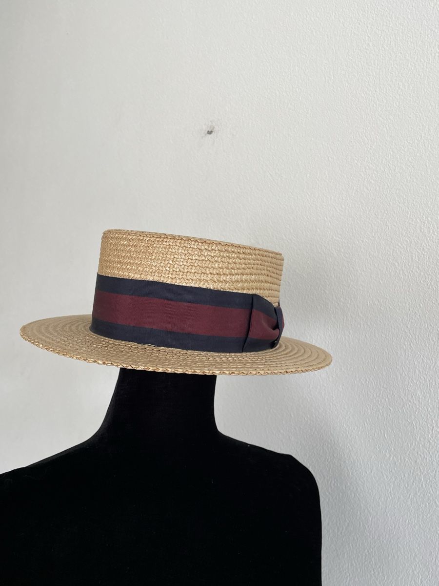 Copricapi, berretti & cappellini: Vintage Straw Boater Hat Summer Men – Usato da Richterswil venduto da Prangins9 4