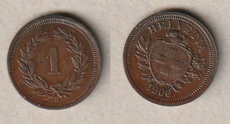 Tutti le monete: 1 Rappen 1900 sehr schön – Usato da Allschwil venduto da Coinfreak