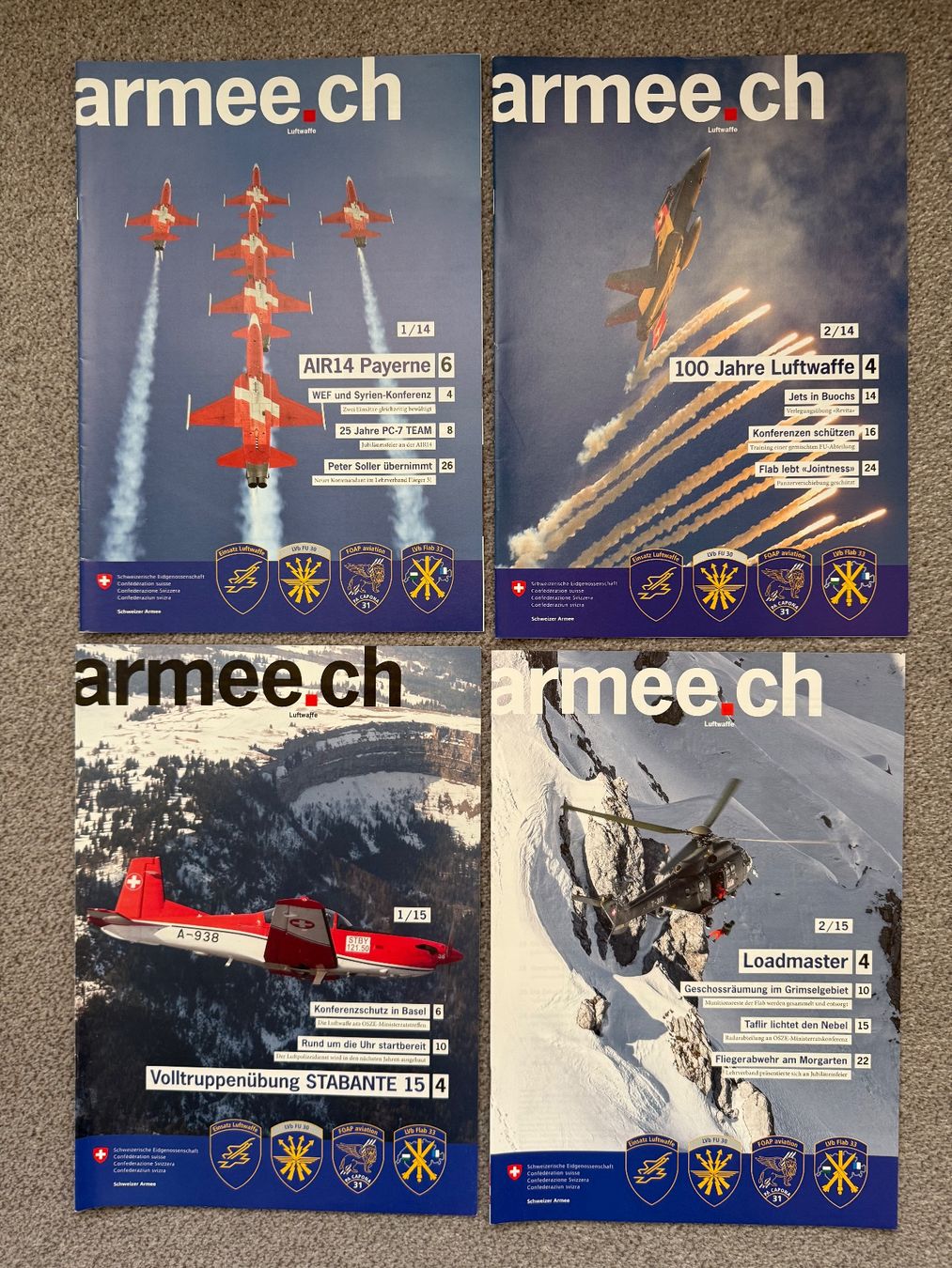 Riviste & Magazine: 4 Publikationen/Hefte Schweizer Luftwaffe von 2014/2015 – Usato da Brütten venduto da Hst1