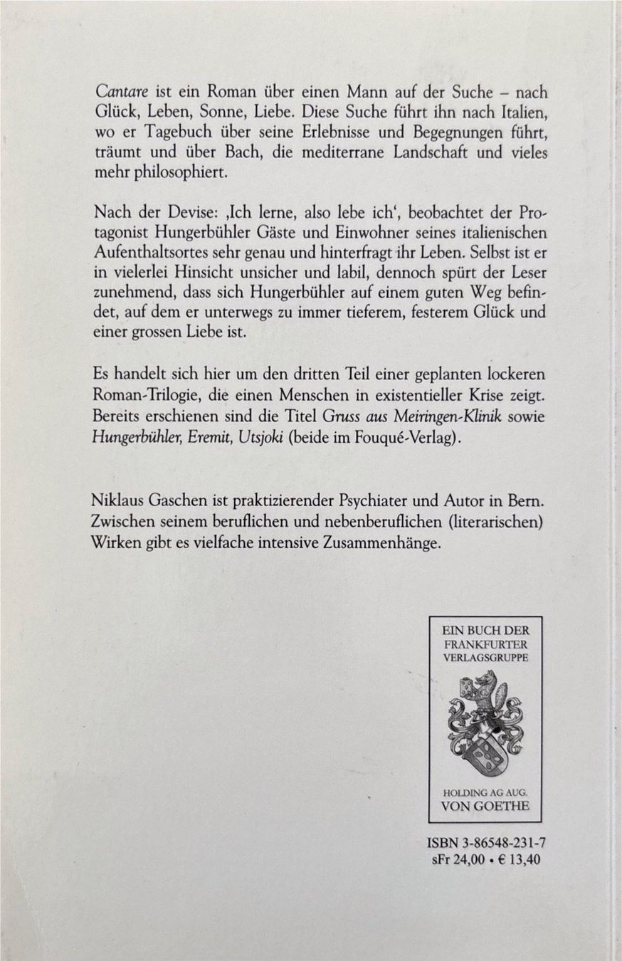 Libri: Gaschen Niklaus, Cantare - Ein Mann auf der – Nuovo (secondo la descrizione) da Sarnen venduto da Livres 1