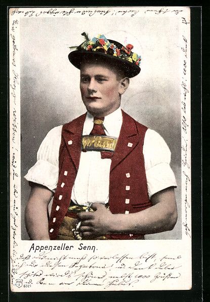 Cartoline postali: Junger Appenzeller Senn mit blumengeschm – Usato da Berlin venduto da bartko-reher