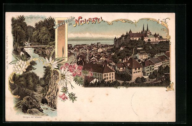Cartoline postali: Litho Neuchâtel, Ortsansicht, Gorges de – Usato da Berlin venduto da bartko-reher