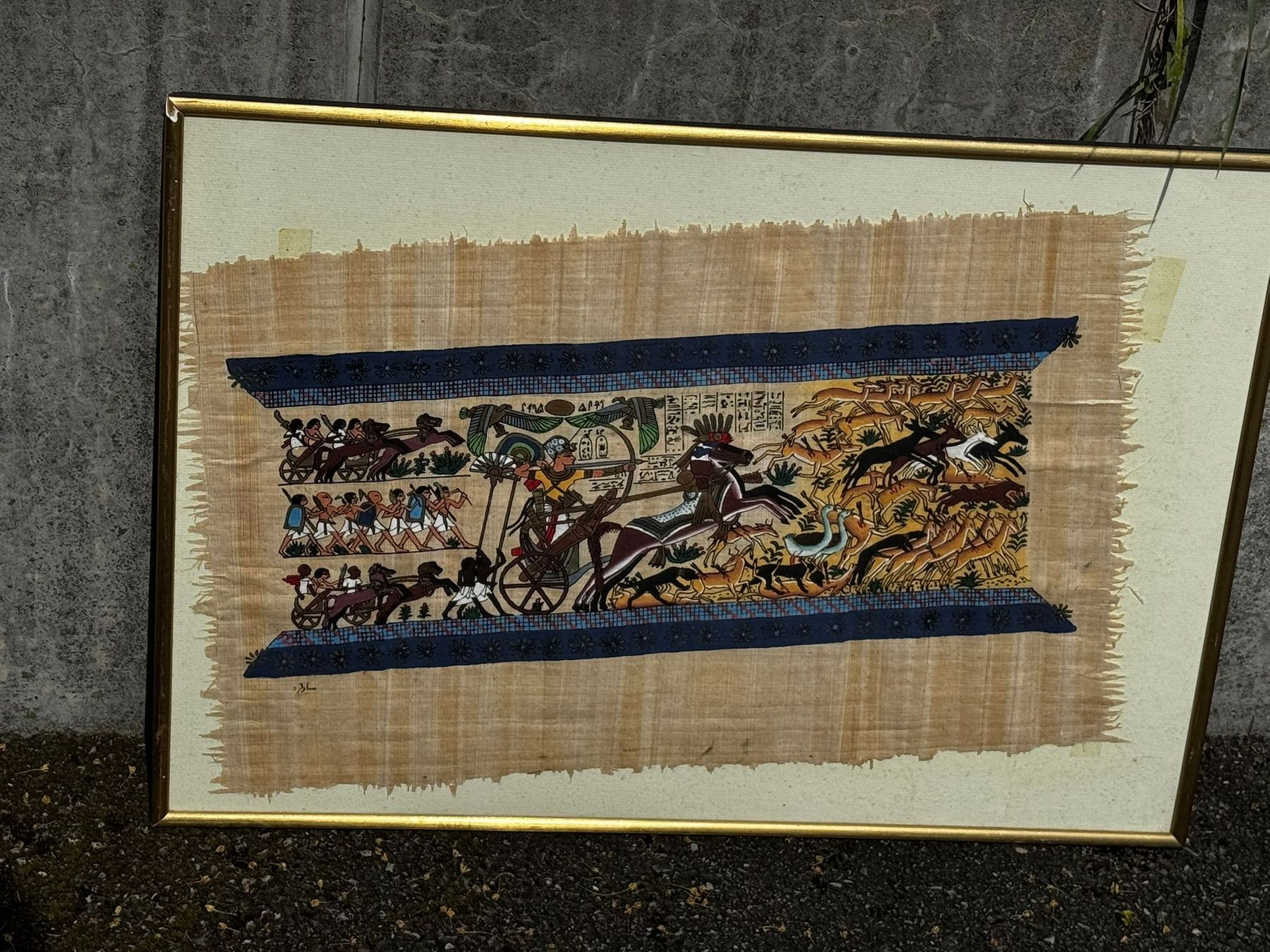 Foto & Immagini: Ägyptisches Bild/ Papyrus mit Rahmen – Usato da Egg b. Zürich venduto da Brocki_Insel_Egg 1