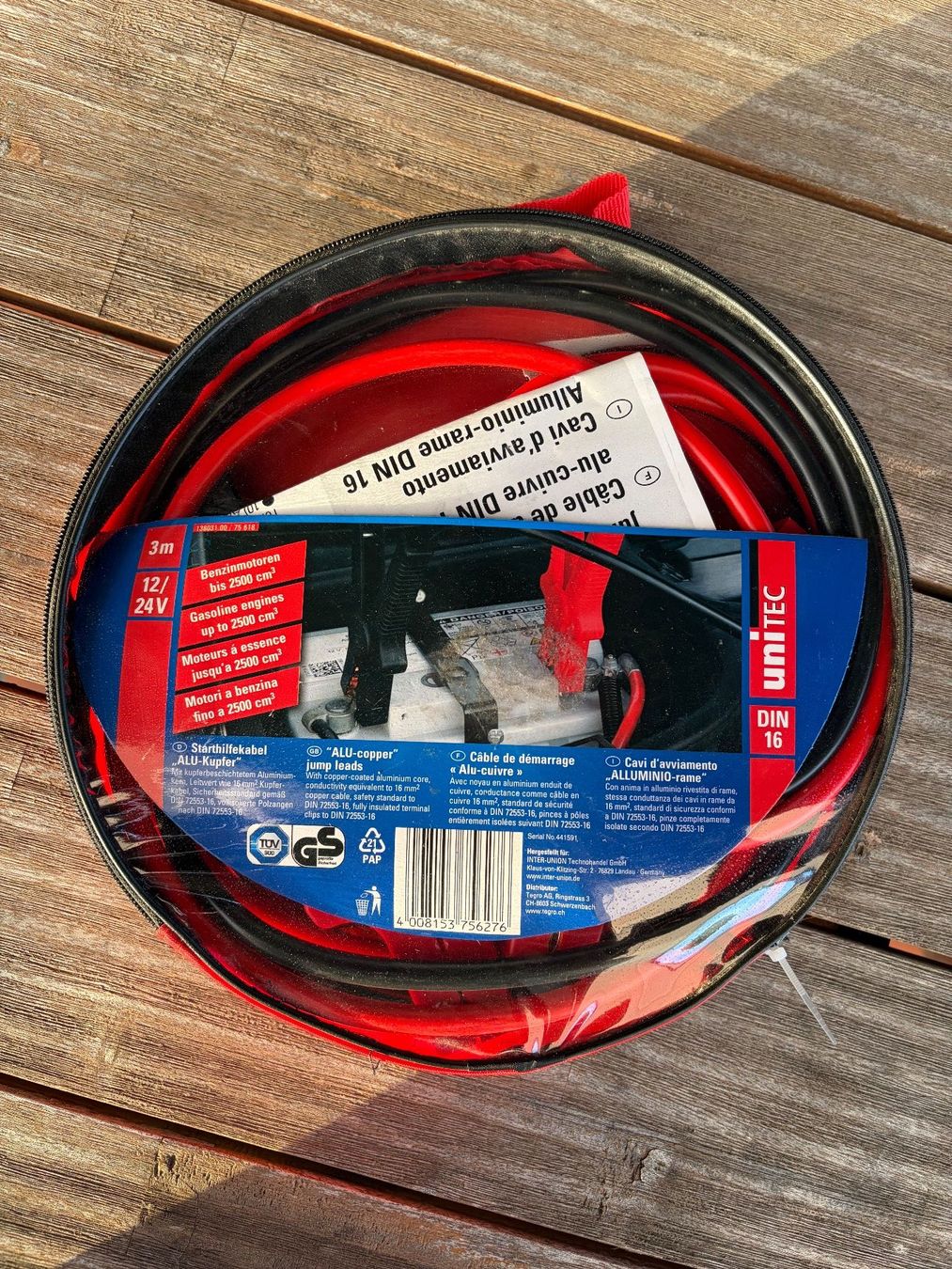 Cavi: Unitec Starthilfekabel 3 Meter  DIN 16 Auto – Nuovo (secondo la descrizione) da Buckten venduto da S.Bachmann83