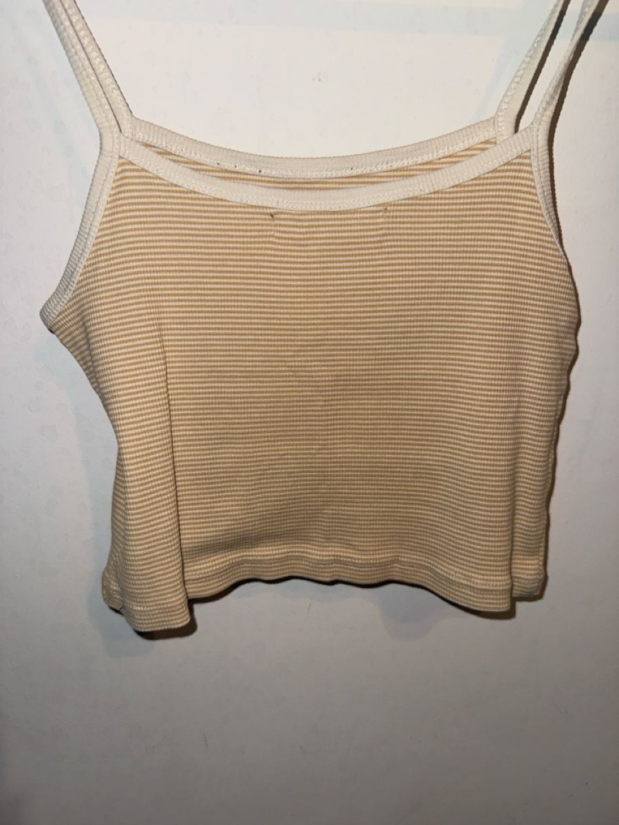 Pull&Bear Top: Pull&Bear Crop Top beige weiss gestreift Grösse M – Usato da Bern venduto da mal_bkn5 3